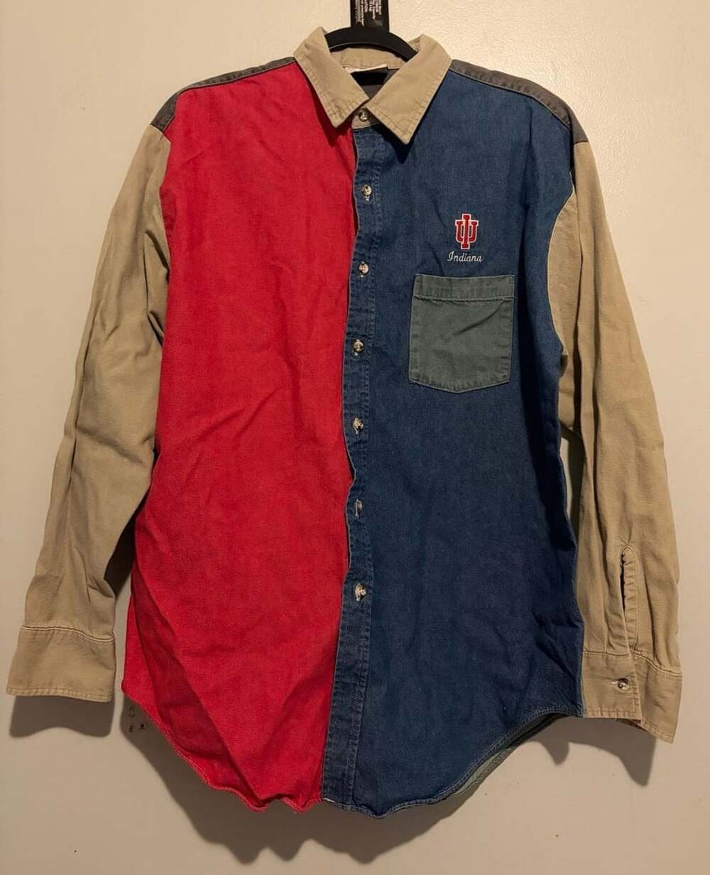 Vintage Crystal Springs Indiana Hoosiers Colorblock Long Sleeve Button shirt